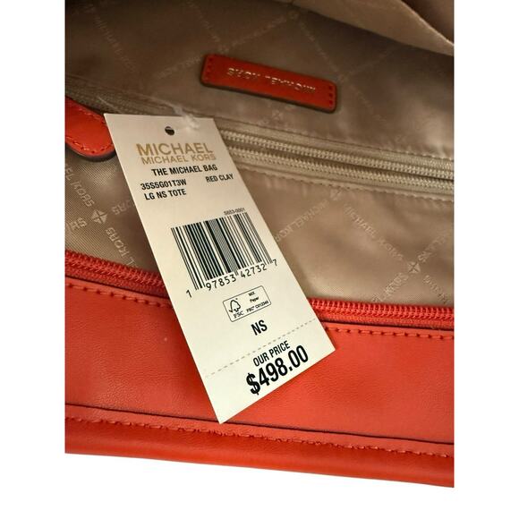 Michael Kors Women The Michael Bag Large Ombré Straw Shoulder Tote Bag Red Clay - Picture 9 of 11